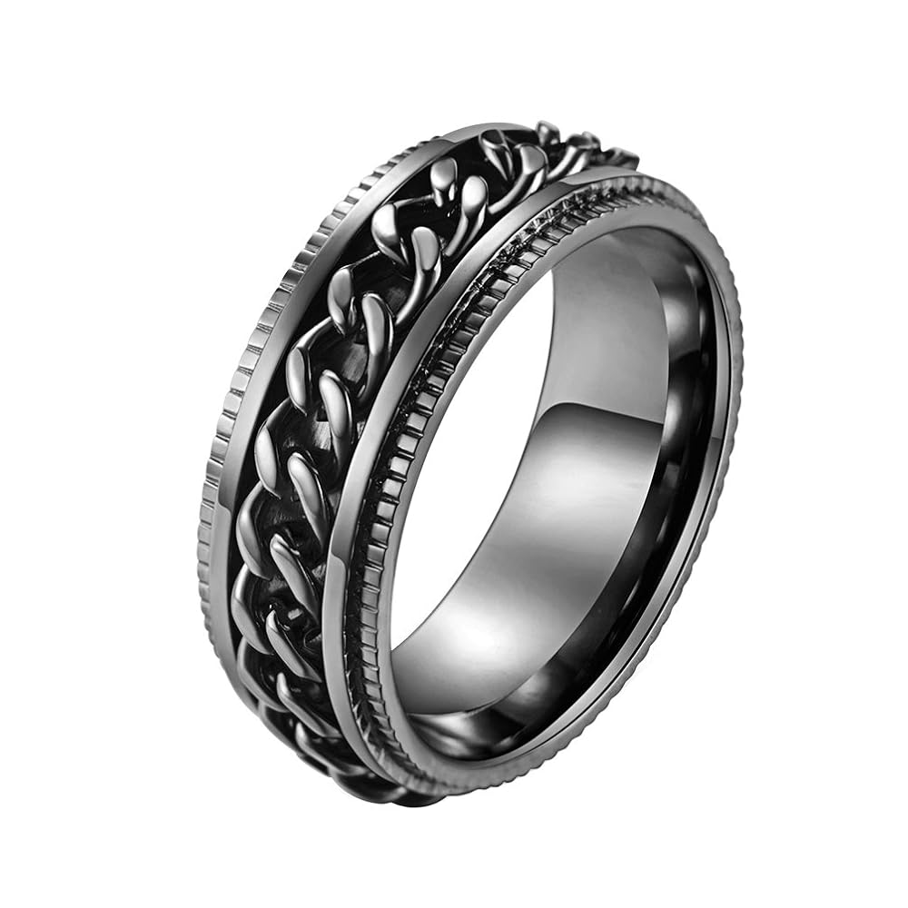 INRENG Stainless Steel Chain Spinner Rings for Men Women